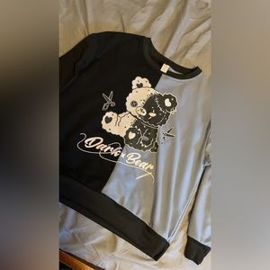 Blue & black split dye long sleeve tee